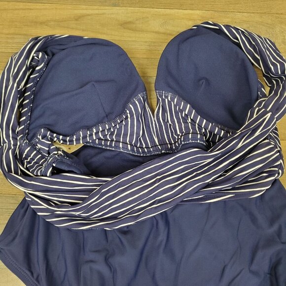 Sea Angel One Piece V Neck Navy White Striped One Piece Women's Size Medium - Picture 5 of 9